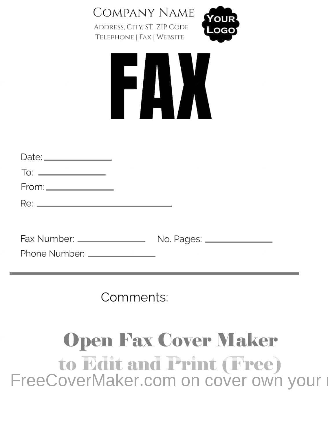 Free fax cover sheet | Customize online then print